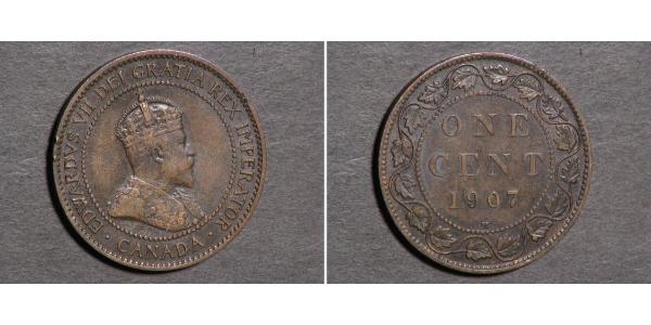 1 Cent Canadá Tin/Cobre/Zinc Eduardo VII (1841-1910)