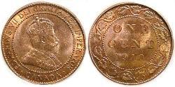 1 Cent Canadá Tin/Cobre/Zinc Eduardo VII (1841-1910)