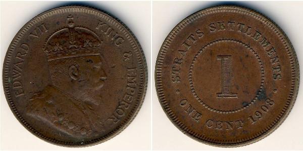 1 Cent 海峡殖民地 青铜 爱德华七世 (1841-1910)