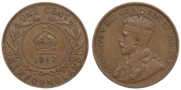 1 Cent 紐芬蘭與拉布拉多 青铜 乔治五世  (1865-1936)
