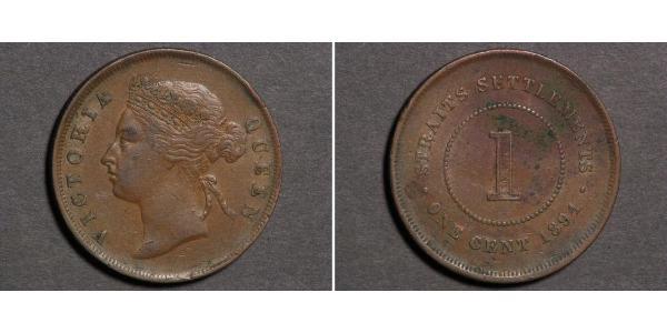 1 Cent 海峡殖民地 青铜/銅 维多利亚 (英国君主)