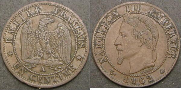 1 Centime Secondo Impero francese (1852-1870) Bronzo Napoleone III (1808-1873)