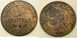 1 Centime Terza Repubblica francese (1870-1940)  Bronzo 