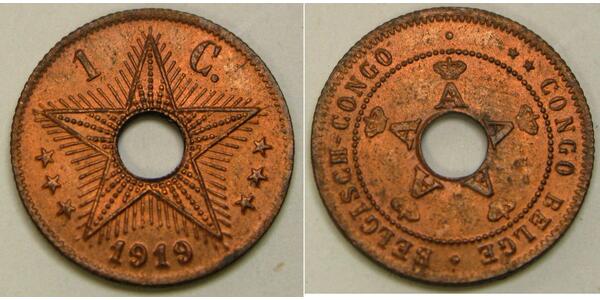 1 Centime Geschichte der Demokratischen Republik Kongo (1908 - 1960)  
