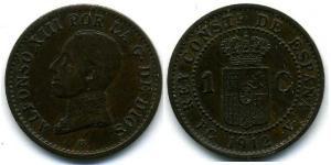 1 Centimo Kingdom of Spain (1874 - 1931) 青铜 阿方索十三世 (1886 - 1941)