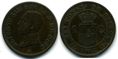 1 Centimo Kingdom of Spain (1874 - 1931) 青铜 阿方索十三世 (1886 - 1941)