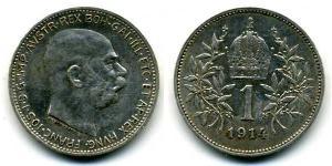 1 Corona Imperio austrohúngaro (1867-1918) Plata Franz Joseph I (1830 - 1916)