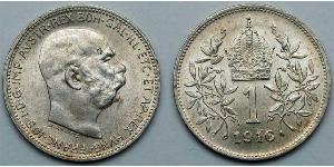 1 Corona Imperio austrohúngaro (1867-1918) Plata Franz Joseph I (1830 - 1916)