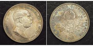 1 Corona Imperio austrohúngaro (1867-1918) Plata Franz Joseph I (1830 - 1916)