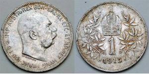 1 Corona Imperio austrohúngaro (1867-1918) Plata Franz Joseph I (1830 - 1916)