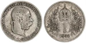 1 Corona Imperio austrohúngaro (1867-1918) Plata Franz Joseph I (1830 - 1916)