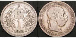 1 Corona Австро-Венгрия (1867-1918) Серебро Франц Иосиф I (1830 - 1916)