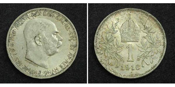 1 Corona Австро-Венгрия (1867-1918) Серебро Франц Иосиф I (1830 - 1916)