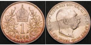 1 Corona Австро-Угорщина (1867-1918) Срібло Франц Иосиф I (1830 - 1916)