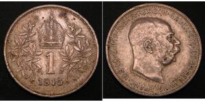 1 Corona Австро-Угорщина (1867-1918) Срібло Франц Иосиф I (1830 - 1916)