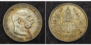 1 Corona Австро-Угорщина (1867-1918) Срібло Франц Иосиф I (1830 - 1916)