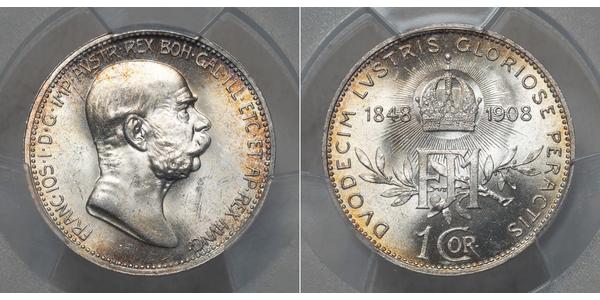 1 Corona Австро-Угорщина (1867-1918) Срібло Франц Иосиф I (1830 - 1916)