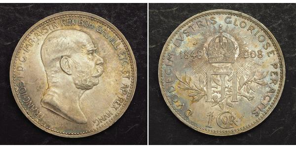 1 Corona Австро-Угорщина (1867-1918) Срібло Франц Иосиф I (1830 - 1916)