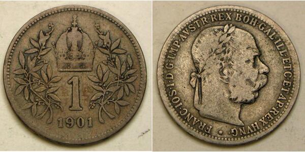 1 Corona Австро-Угорщина (1867-1918) Срібло Франц Иосиф I (1830 - 1916)