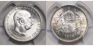 1 Corona 奥匈帝国 (1867 - 1918) 銀 弗朗茨·约瑟夫一世 (1830 - 1916)