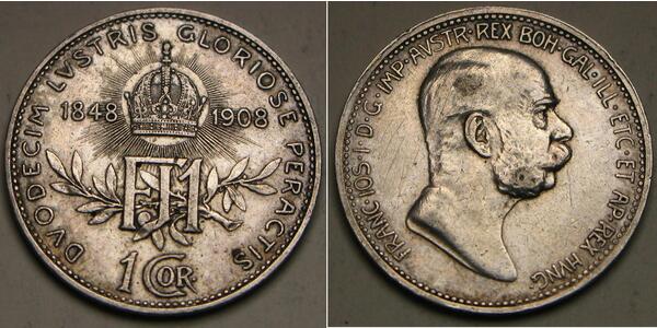 1 Corona 奥匈帝国 (1867 - 1918) 銀 弗朗茨·约瑟夫一世 (1830 - 1916)