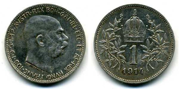 1 Corona 奥匈帝国 (1867 - 1918) 銀 弗朗茨·约瑟夫一世 (1830 - 1916)