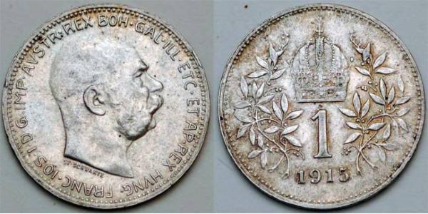 1 Corona 奥匈帝国 (1867 - 1918) 銀 弗朗茨·约瑟夫一世 (1830 - 1916)