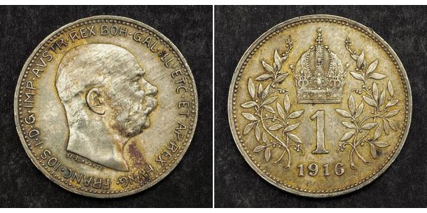 1 Corona 奥匈帝国 (1867 - 1918) 銀 弗朗茨·约瑟夫一世 (1830 - 1916)