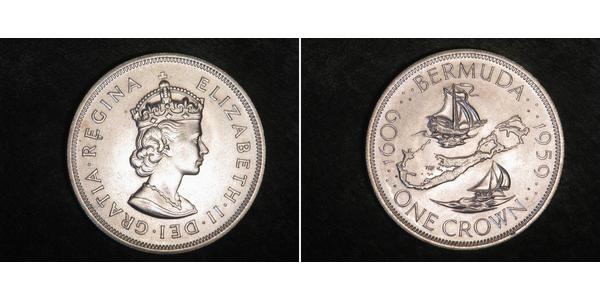 1 Crown Bermudes Argent Elizabeth II (1926-2022)