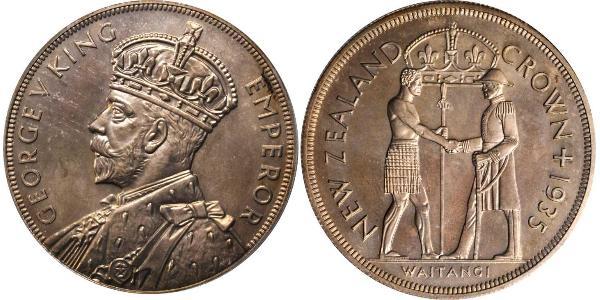 1 Crown Nouvelle-Zélande Argent George V (1865-1936)