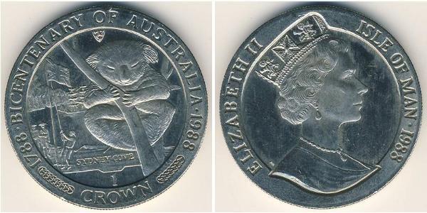 1 Crown Isle of Man Copper/Nickel Elizabeth II (1926-2022)