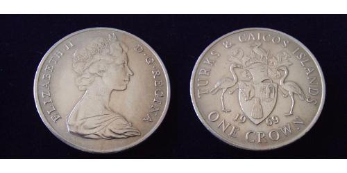 1 Crown Turks and Caicos Islands Copper/Nickel Elizabeth II (1926-2022)