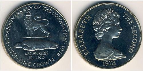 1 Crown Isla Ascensión Níquel/Cobre Isabel II (1926-2022)