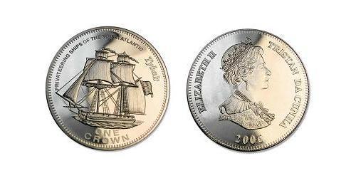 1 Crown Tristán de Acuña Níquel/Cobre Isabel II (1926-2022)