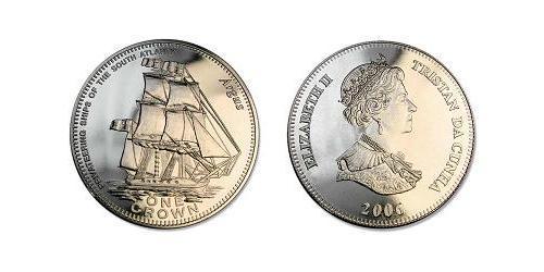1 Crown Tristán de Acuña Níquel/Cobre Isabel II (1926-2022)