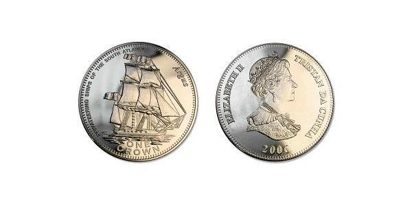1 Crown Tristán de Acuña Níquel/Cobre Isabel II (1926-2022)