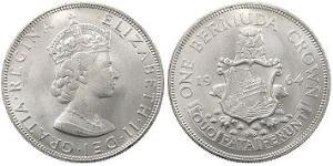 1 Crown Bermudas Plata Isabel II (1926-2022)