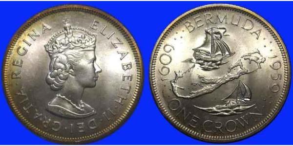 1 Crown Bermudas Plata Isabel II (1926-2022)
