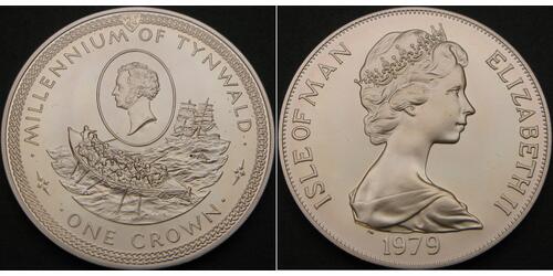 1 Crown Isla de Man Plata Isabel II (1926-2022)