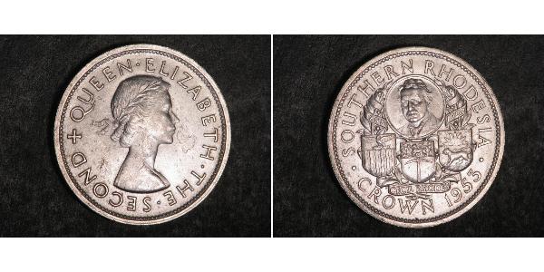 1 Crown Southern Rhodesia (1923-1980) Plata Isabel II (1926-2022)