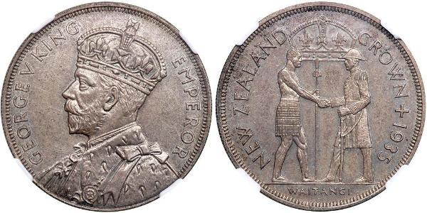 1 Crown Neuseeland Silber George V (1865-1936)