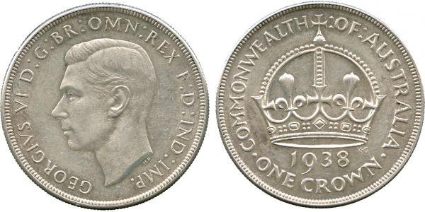 1 Crown Australia (1788 - 1939) Silver George VI (1895-1952)