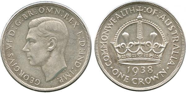 1 Crown Australia (1788 - 1939) Silver George VI (1895-1952)