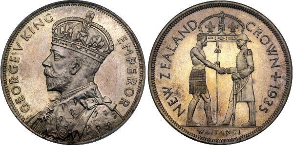 1 Crown New Zealand Silver George V of the United Kingdom (1865-1936)