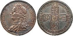 1 Crown 大不列顛王國 (1707 - 1800) 銀 乔治二世 (大不列颠) (1683 - 1760)