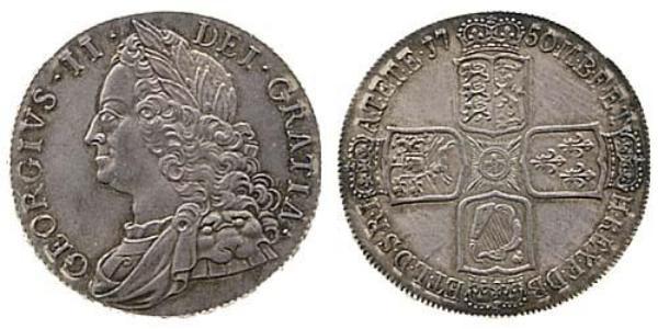 1 Crown 大不列顛王國 (1707 - 1800) 銀 乔治二世 (大不列颠) (1683 - 1760)