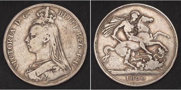 1 Crown 大不列颠及爱尔兰联合王国 (1801 - 1922) 銀 维多利亚 (英国君主)