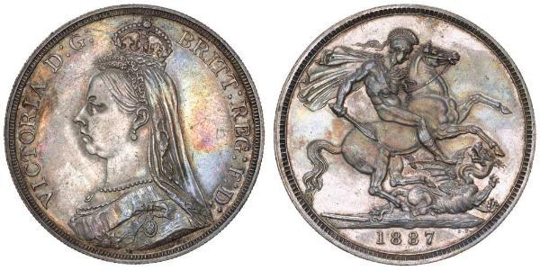 1 Crown 大不列颠及爱尔兰联合王国 (1801 - 1922) 銀 维多利亚 (英国君主)
