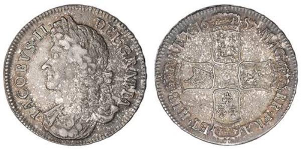 1 Crown 英格兰王国 銀 James II (1633-1701)