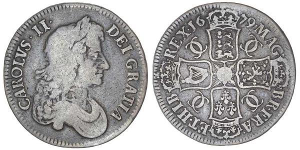 1 Crown 英格兰王国 銀 查理二世 (英格兰) (1630 - 1685)